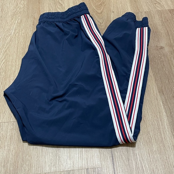 Aritzia TNA Navy Track Pants with Striped Sides - Picture 3 of 6